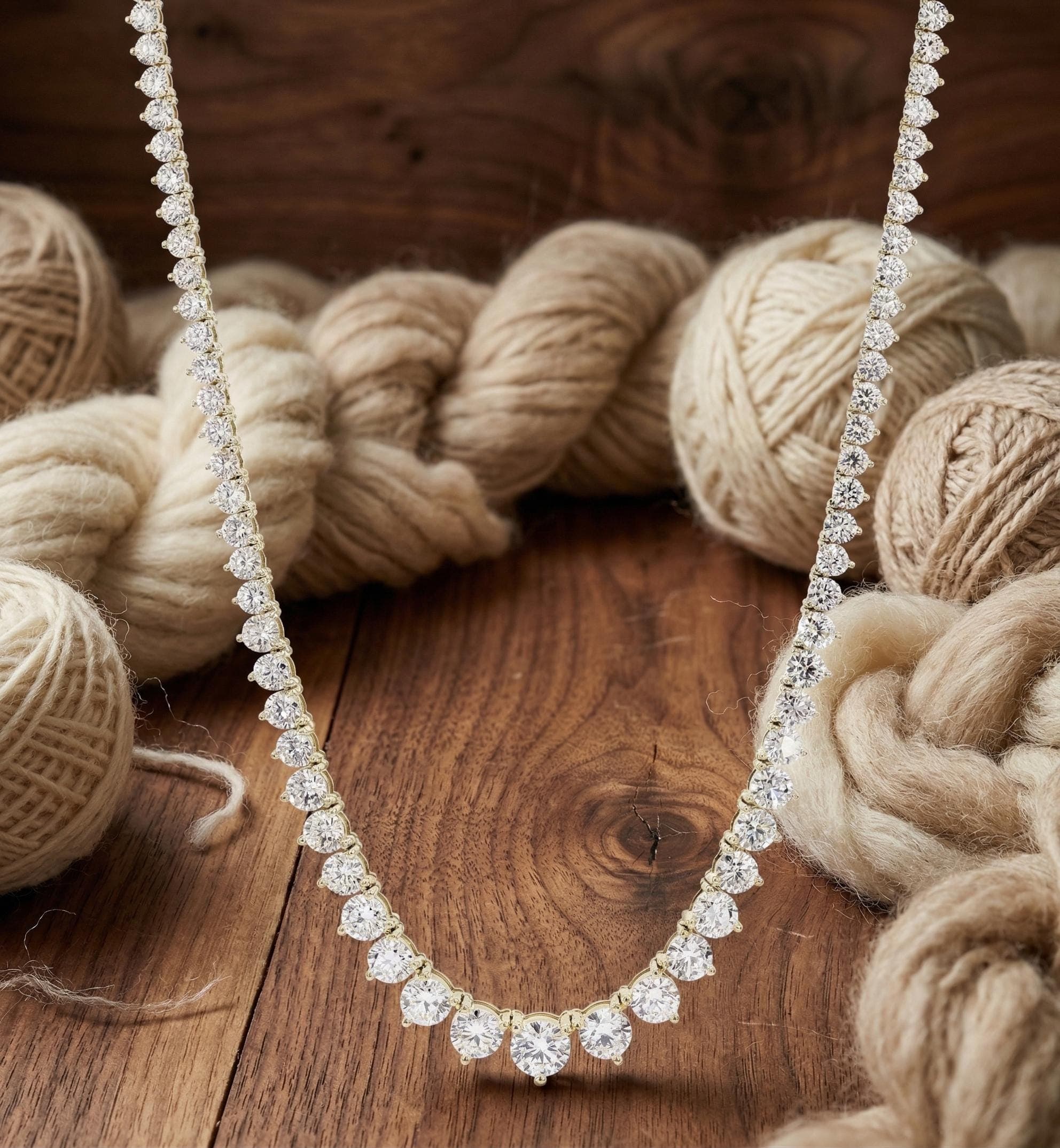 5ct Lab-Grown Diamond Tennis Necklace in 14K Solid Gold — Lab Grown Diamond jewellery by VelvetCarat Co