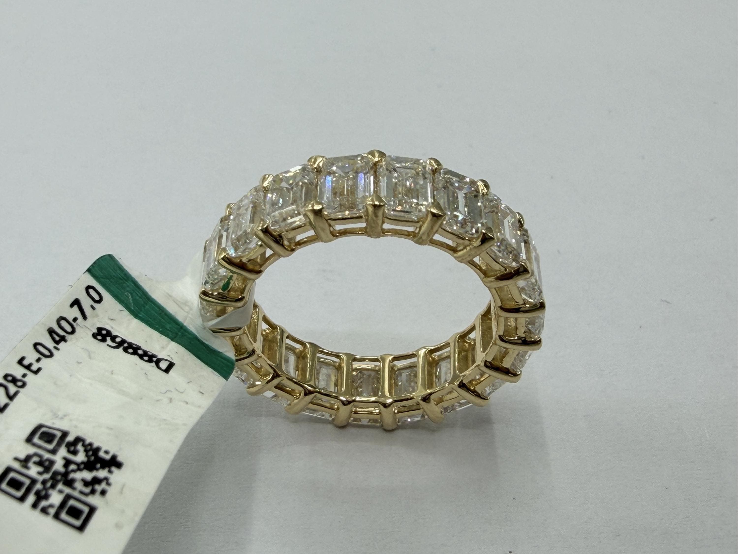 14K Solid Gold Emerald Eternity Band, Lab Grown Diamond Emerald Cut Band, Shared Prong Stacking Wedding Ring, Modern Fine Jewelry Gift 11