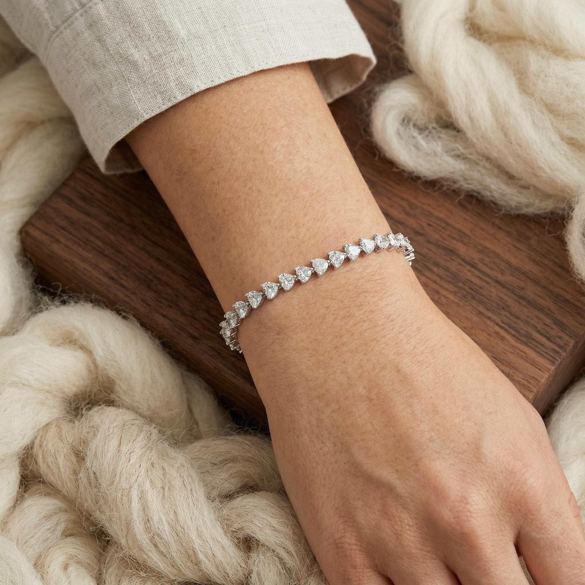 Pear Moissanite Tennis Bracelet in 14K Solid Gold 6