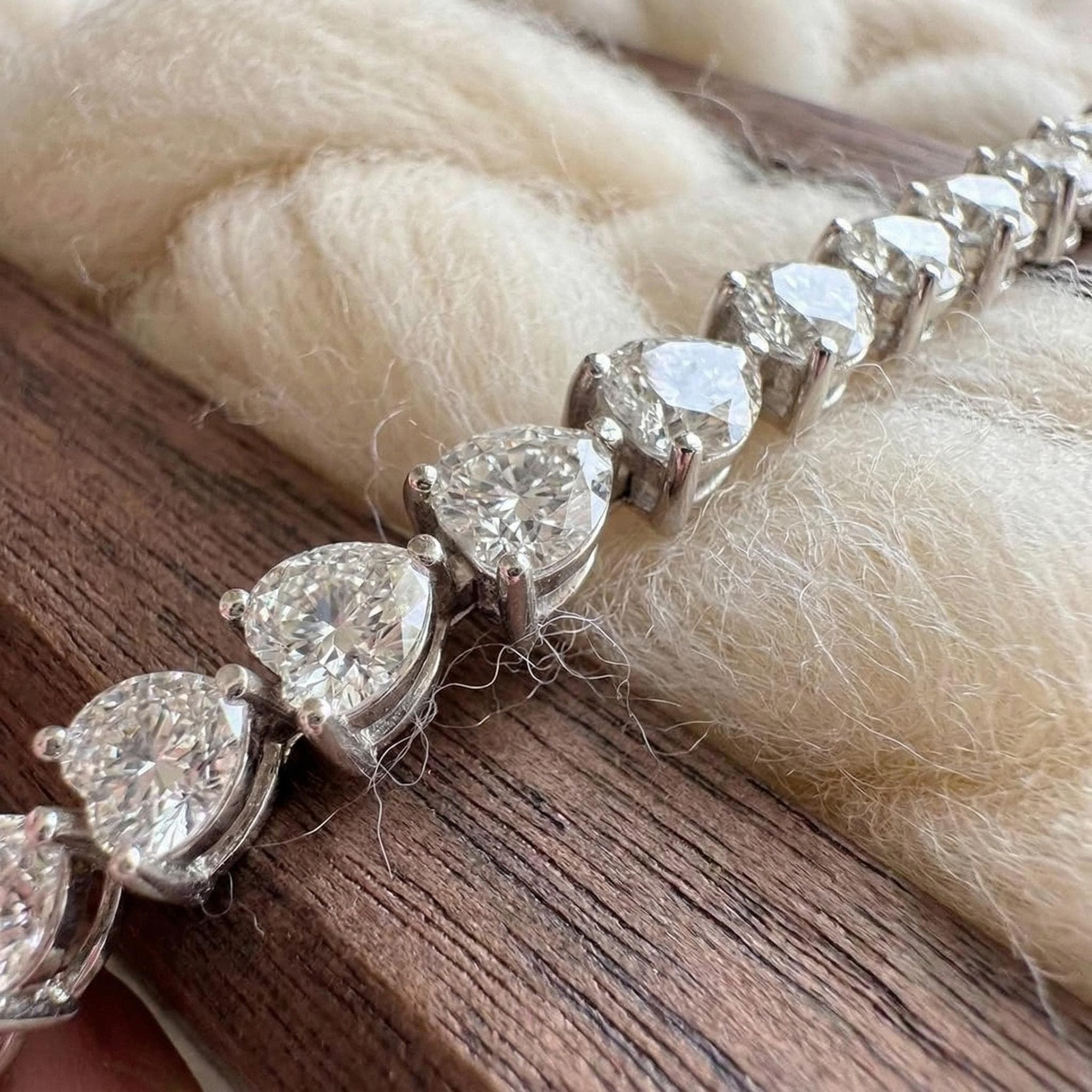 Pear Moissanite Tennis Bracelet in 14K Solid Gold 3