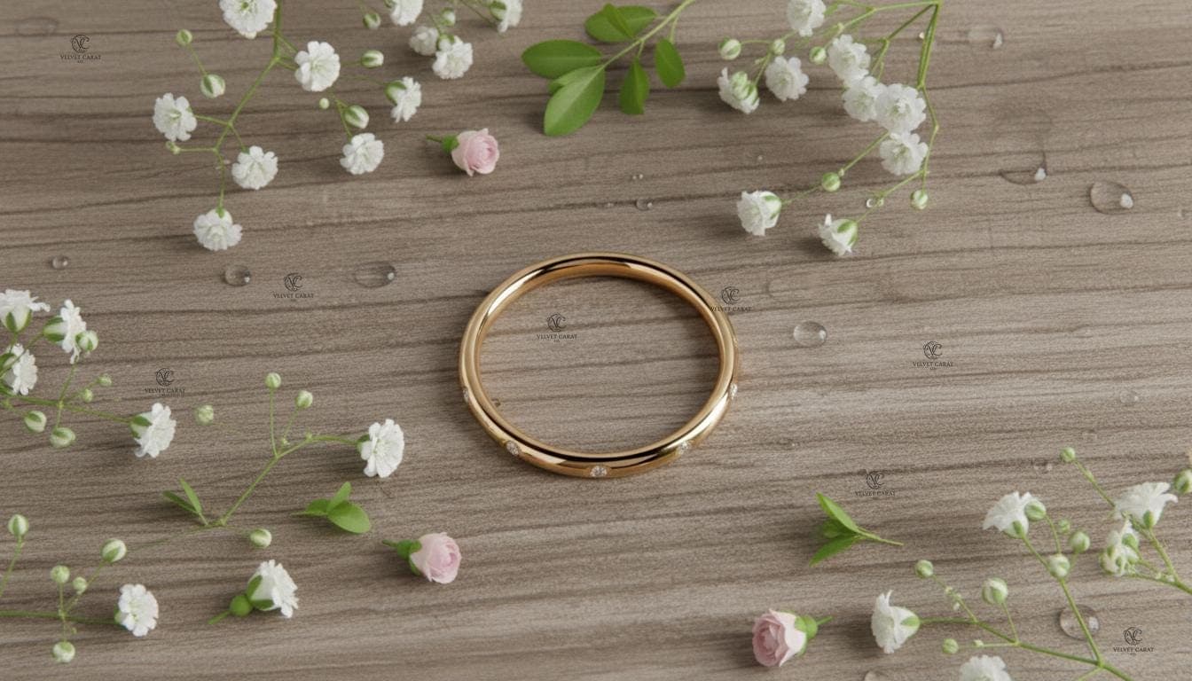 Round Brilliant Moissanite Flush Engagement Ring in 14K Solid Gold 10