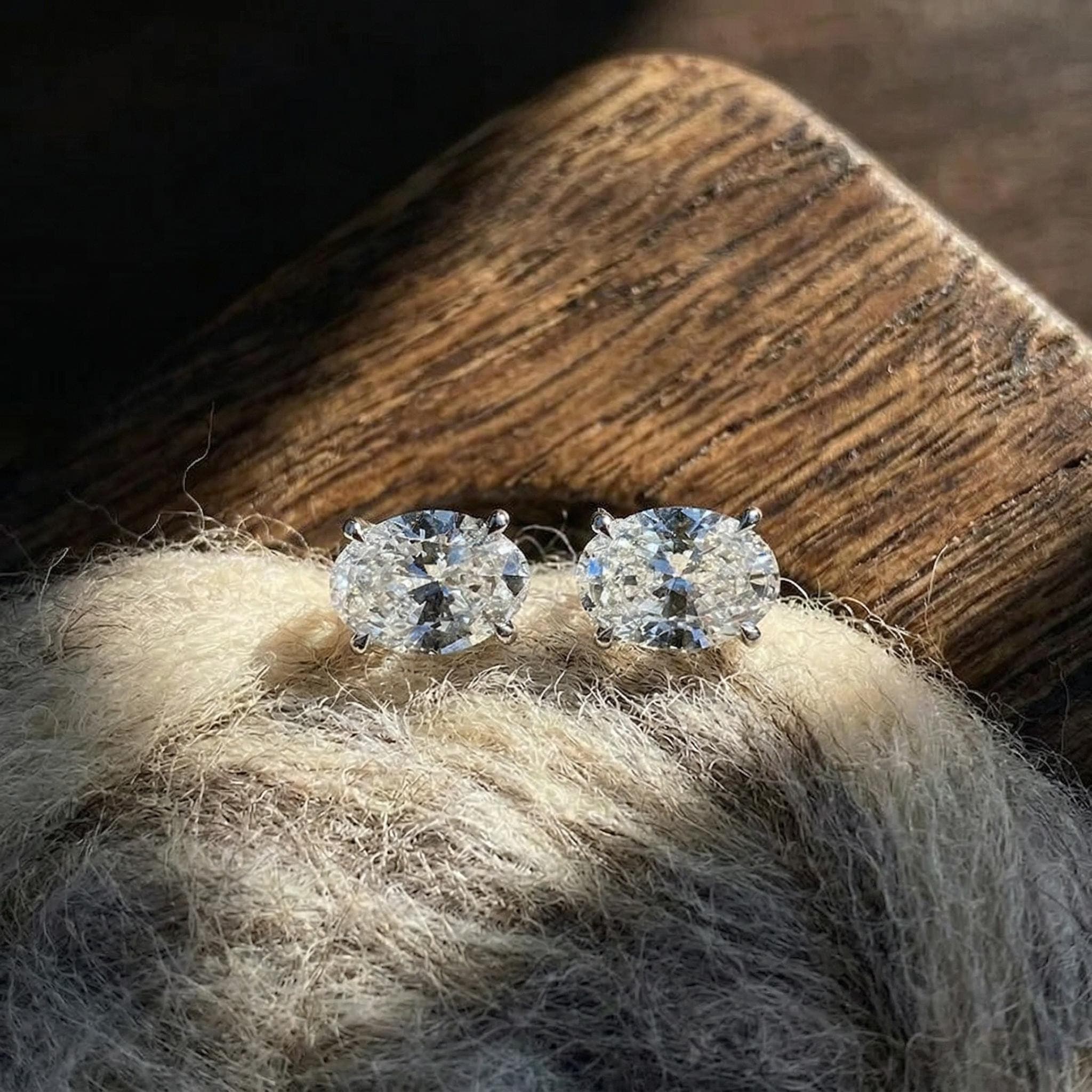 4ct Oval Lab-Grown Diamond Stud Earrings in 14K Solid Gold 5