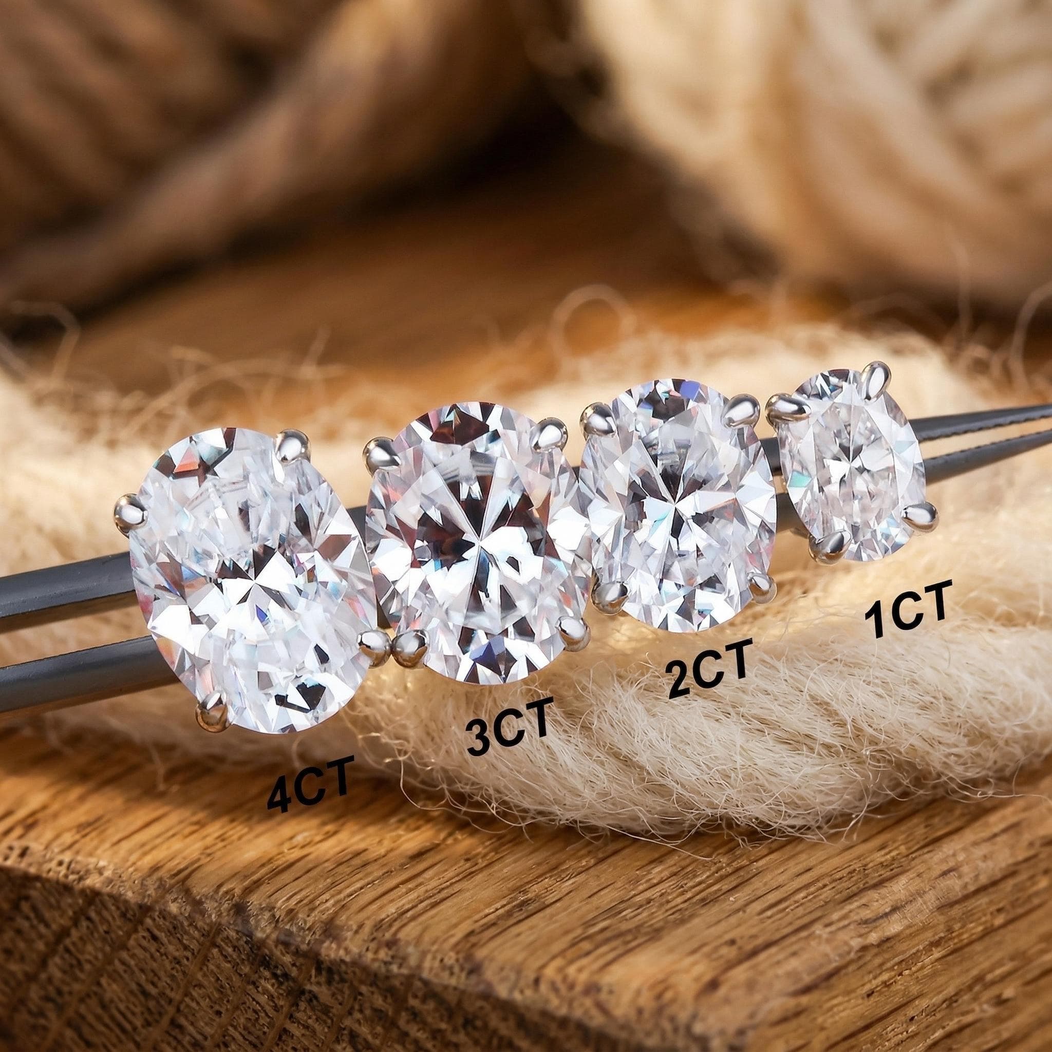4ct Oval Lab-Grown Diamond Stud Earrings in 14K Solid Gold 7