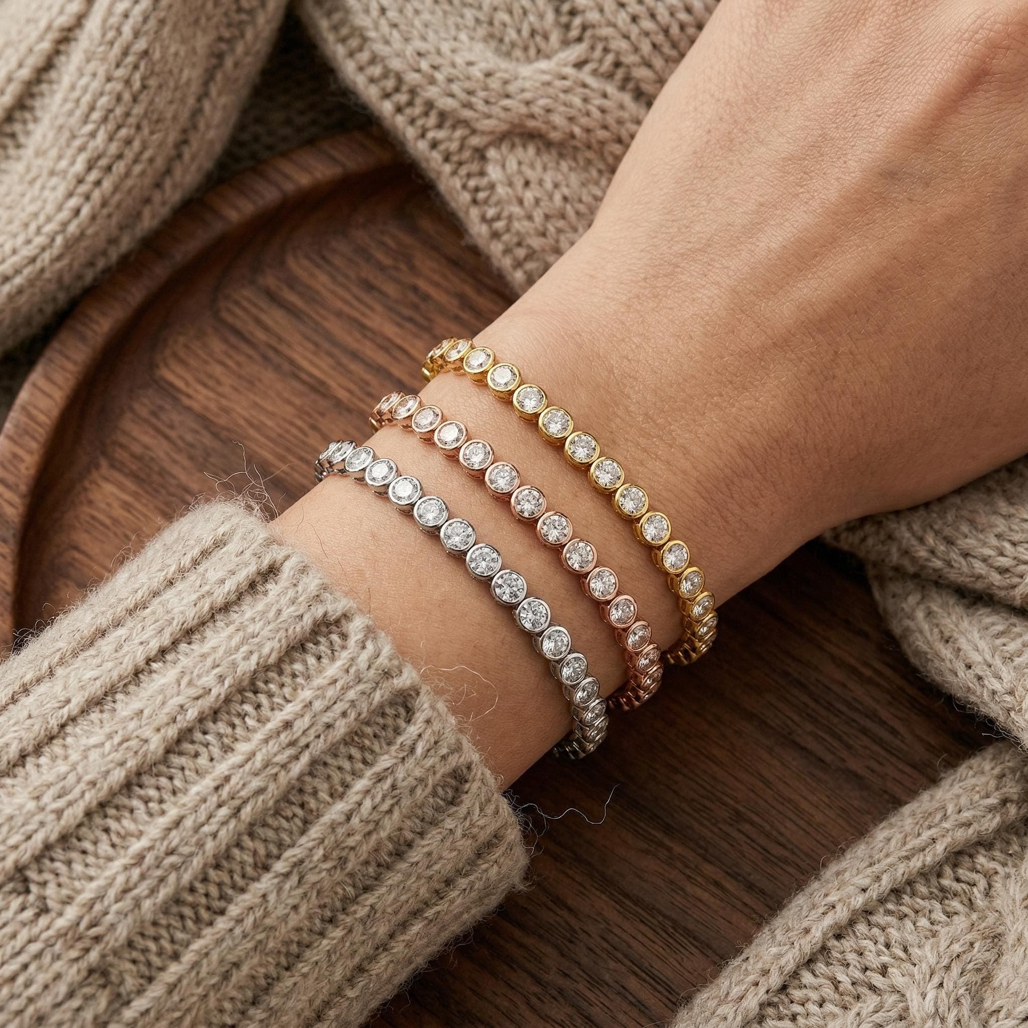 10ct Round Brilliant Lab-Grown Diamond Tennis Bracelet in 14K…
