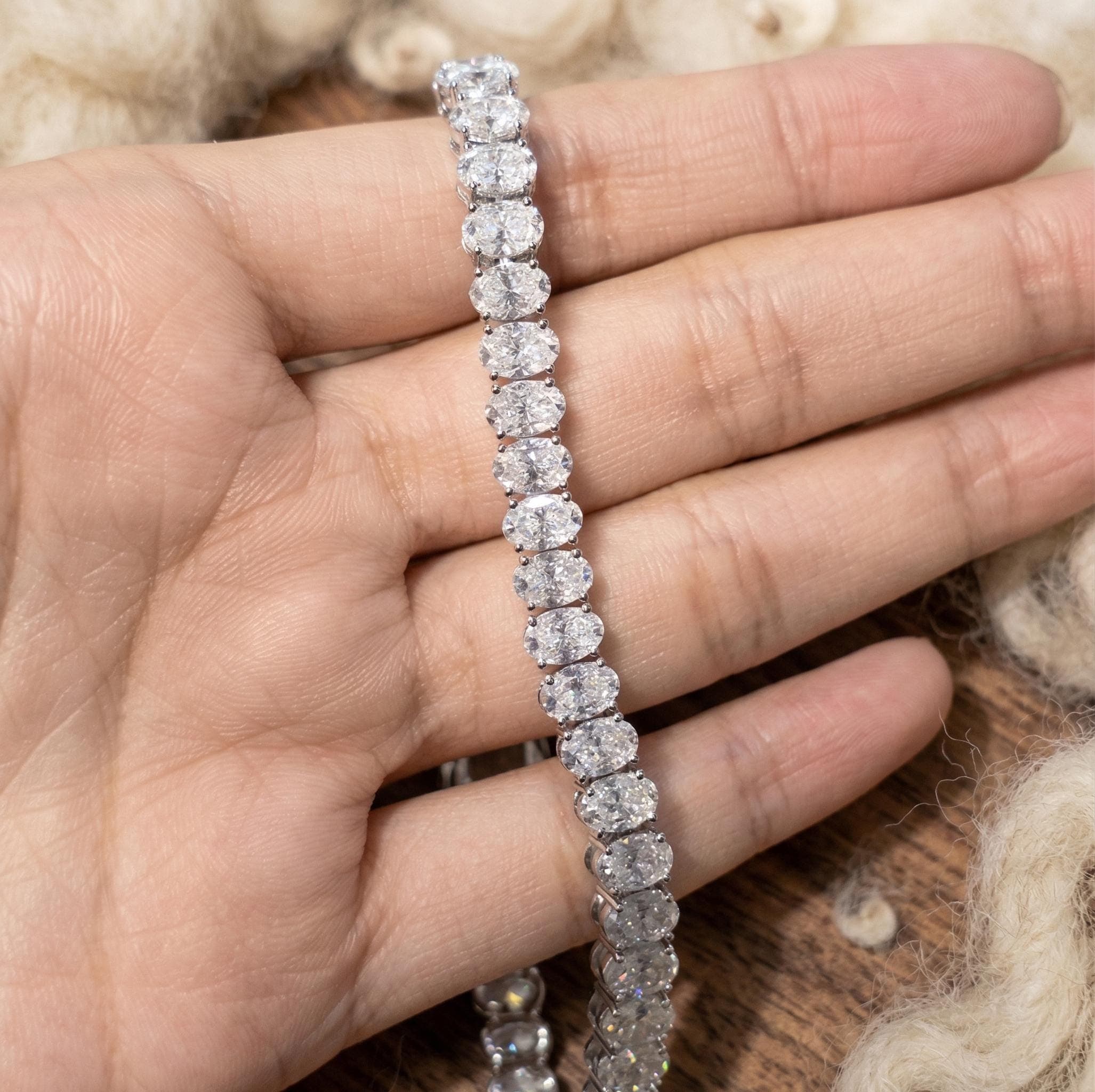 Oval Moissanite Tennis Bracelet in 14K Solid Gold 6