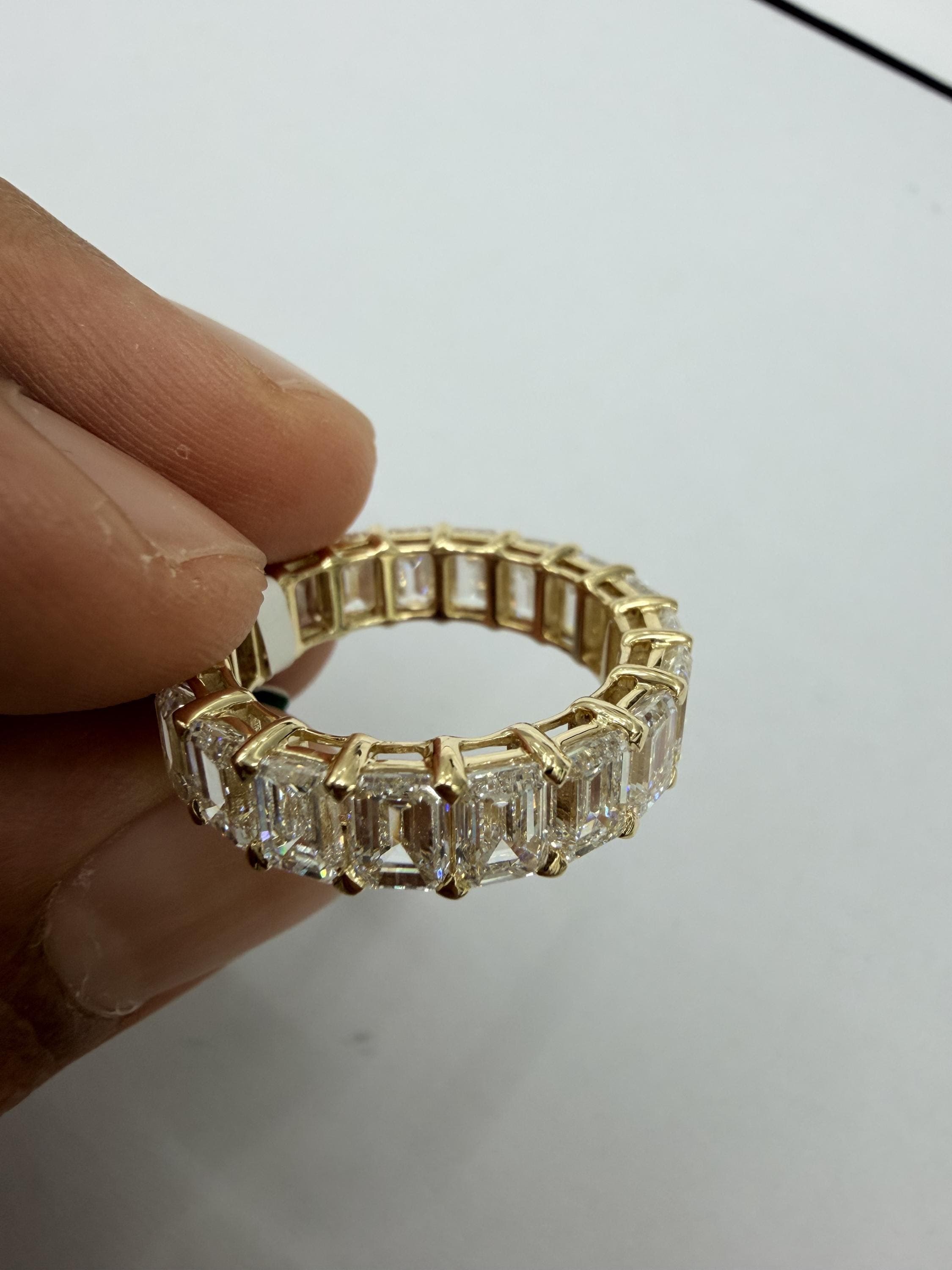 14K Solid Gold Emerald Eternity Band, Lab Grown Diamond Emerald Cut Band, Shared Prong Stacking Wedding Ring, Modern Fine Jewelry Gift 4