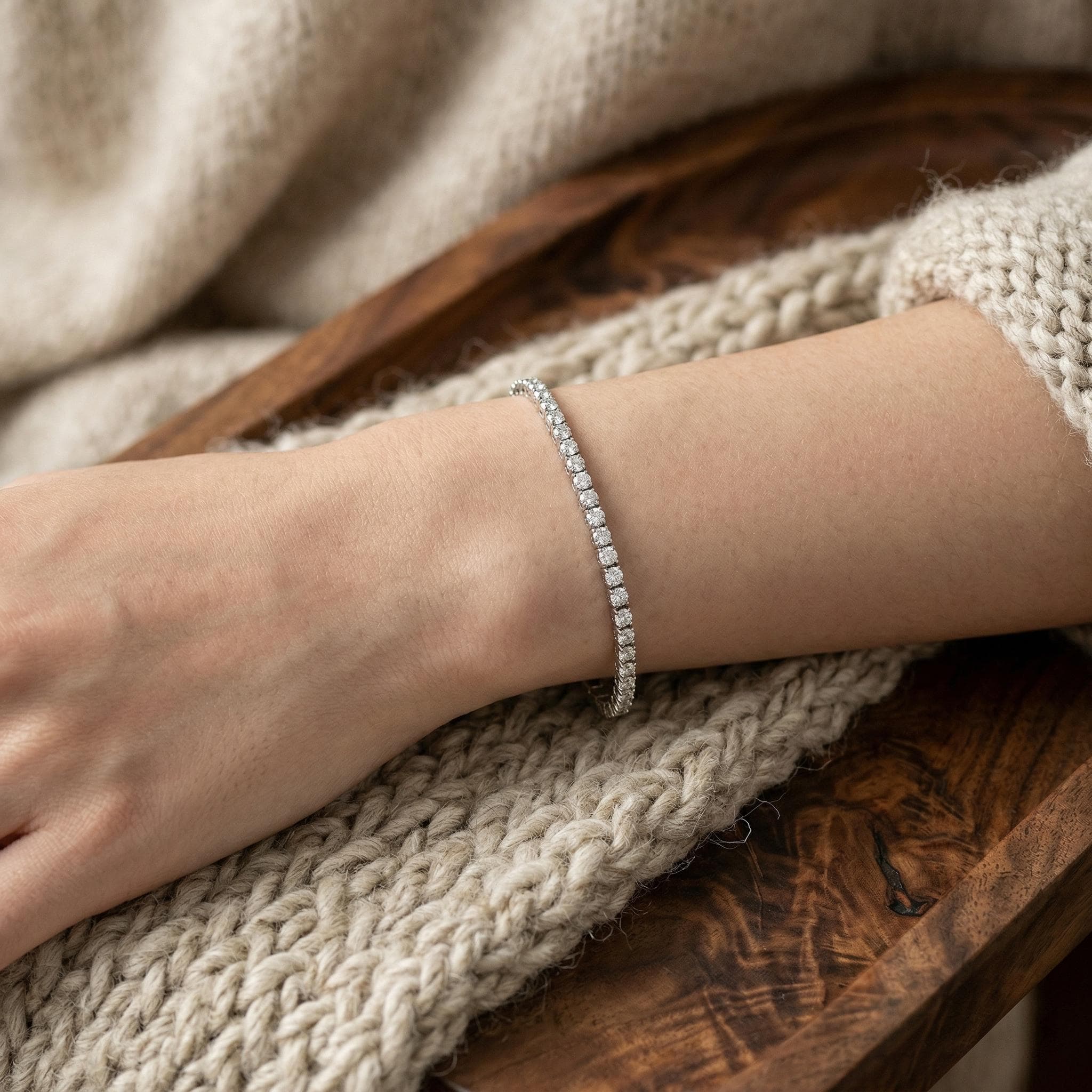 10ct Round Brilliant Lab-Grown Diamond Tennis Bracelet in 14K…