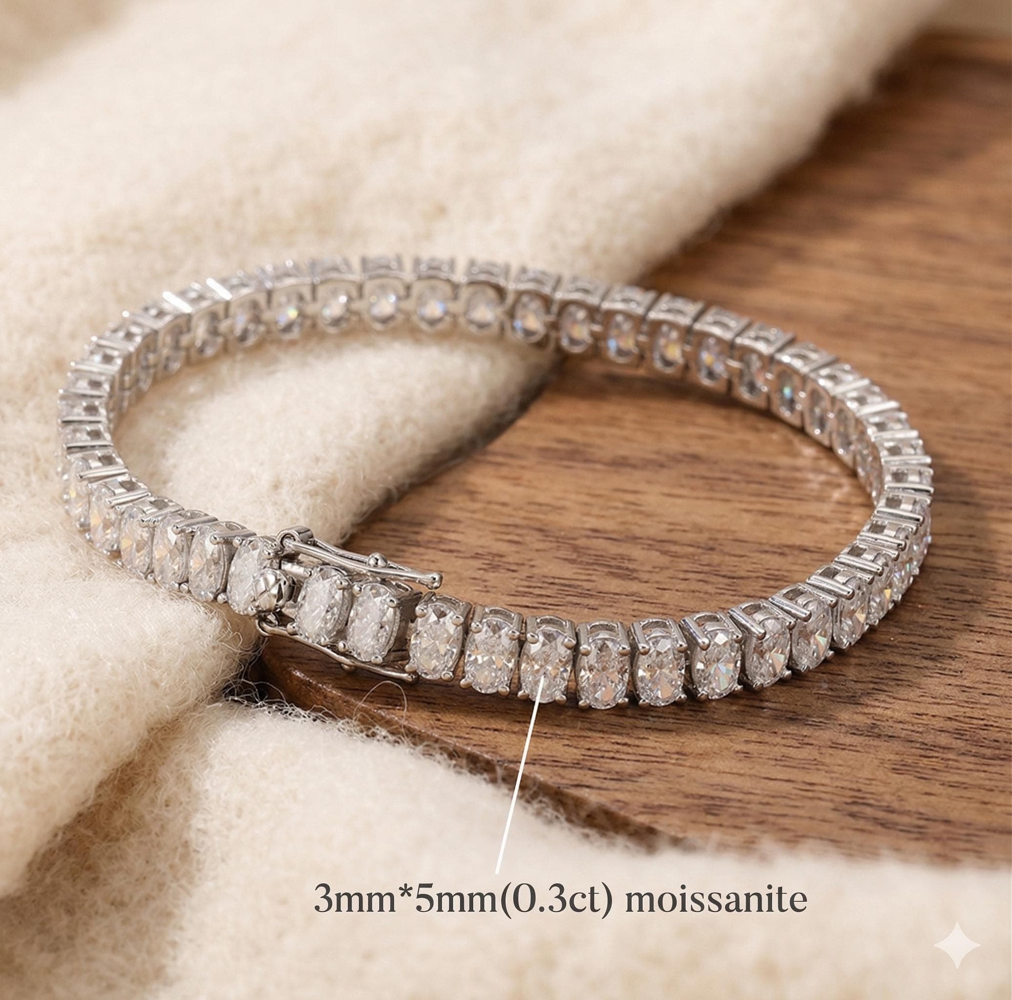 Oval Moissanite Tennis Bracelet in Sterling Silver 6